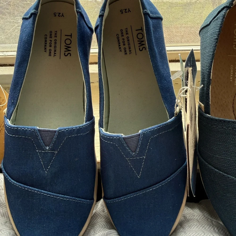 Toms Slip-On Canvas Loafers in Navy Blue